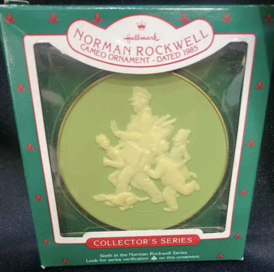 Set Of 9 Vintage Hallmark Norman Rockwell Ornament Collection Cameo 1980-1988 - Image 3