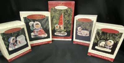Lot Of 5 Hallmark 1993- 1997 Frosty Friends Series Christmas Ornament Nos