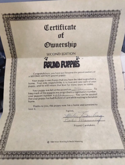 Rare 1984 2nd Edition Pound Puppies Dog Signed Mike Bowling 822/ 1000 - Image 9