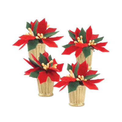 Dept 56 Potted Poinsettias St/4 Village Accessories 802460
