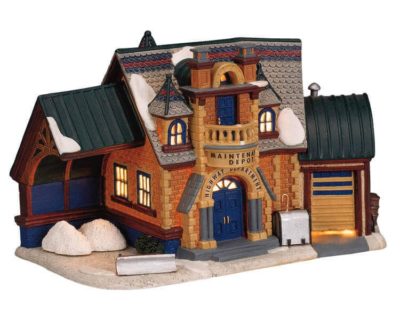 Lemax Village Highway Department Depot Lighted Building 05498