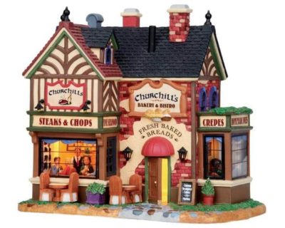 Lemax Village Churchill's Bakery & Bistro Lighted Building 15223