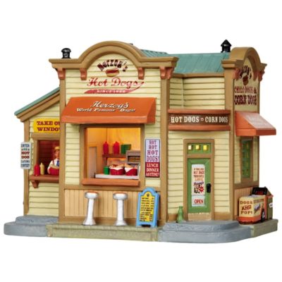 Lemax Village Herzog's Hot Dogs Lighted Building 15255