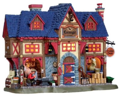 Lemax Village Carnegie Stables Lighted Building 15267