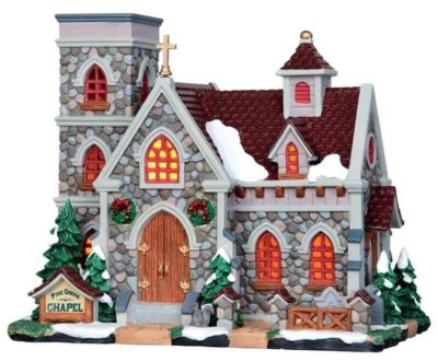 Lemax Village Pine Grove Chapel Lighted Building 25357