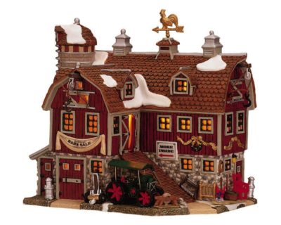 Lemax Village Barn Sale Lighted Building 25641