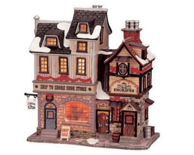 Lemax Village Ship To Shore Shoe Store Engraver Lighted Building 25654