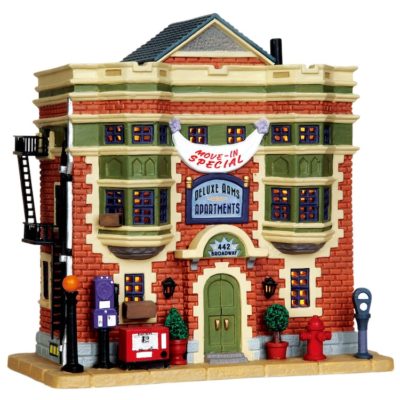 Lemax Village Deluxe Arms Apartments Lighted Building 35503