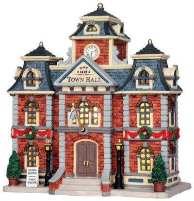 Lemax Village Town Hall Lighted Building 35619