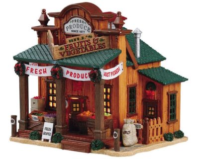 Lemax Village Bill's Produce Mart Lighted Building 55261