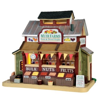 Lemax Village Muir Farms Nuts & Dried Fruits Lighted Building 65127