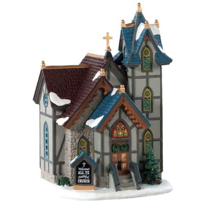 Lemax Village All Ye Faithful Church Lighted Building 85347