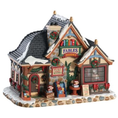 Lemax Village Fables Bookstore Lighted Building 85366