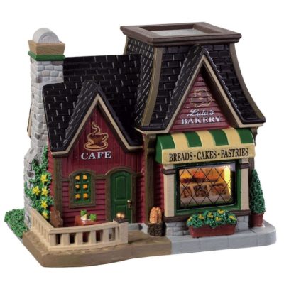 Lemax Village Lulu's Bakery & Cafe Lighted Building 95488