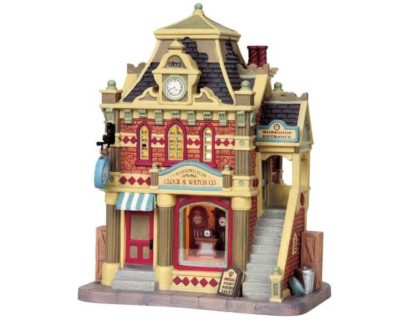 Lemax Village Caddington Clock & Watch Co. Lighted Building 95820