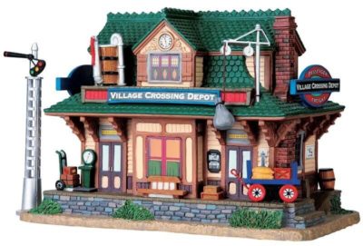 Lemax Village Village Crossing Depot, Set Of 2 Lighted Building 95831