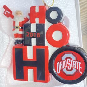 Danbury Mint Ohio State Buckeyes 2018 Santa Ho Ho Ho Christmas Ornament