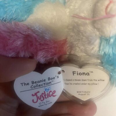 Ty Beanie Boo Fiona the Cat Stuffed Plush Justice Exclusive MWMT - Image 2