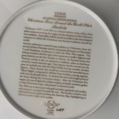 Lenox Christmas Trees Around the World Collector Plate - Annual 1995 Austria - Image 4