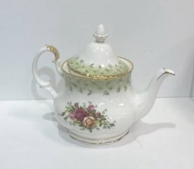 Royal Doulton Albert Old Country Roses Teapot Bone China Dinnerware RARE green border - Image 2