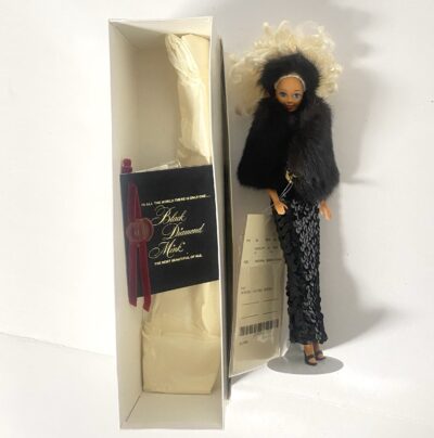 RARE Vtg Lara's Black Diamond Mink Fur Coat Barbie Doll Orig Box - Image 2