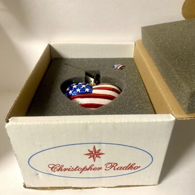 Christopher Radko Blown Glass American Flag Heart Christmas Ornament Orig Box - Image 2