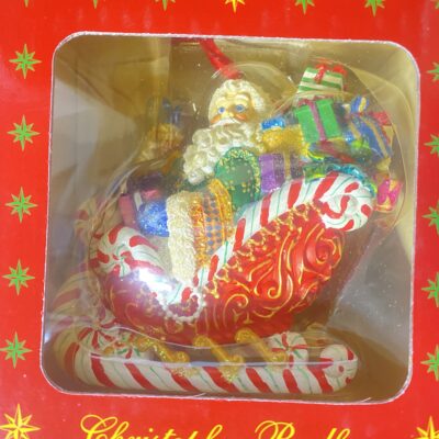 Christopher Radko Blown Glass Santa Sleigh Christmas Ornament Orig Box - Image 2