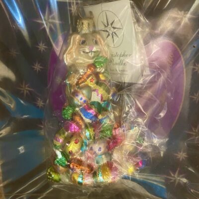 Christopher Radko Blown Glass Bunny Rabbit Christmas Tree Ornament Orig Box