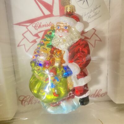 Christopher Radko Blown Glass Santa Claus Christmas Ornament Orig Box