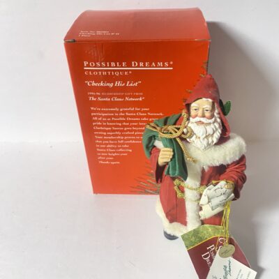 Possible Dreams CLOTHTIQUE Checking His List 8” Santa 805004