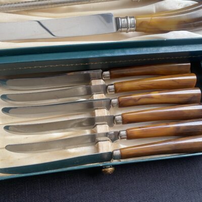 Sheffield Parker & Sons Bakelite Carving Knife 9pc Set in Lined Box - Image 2