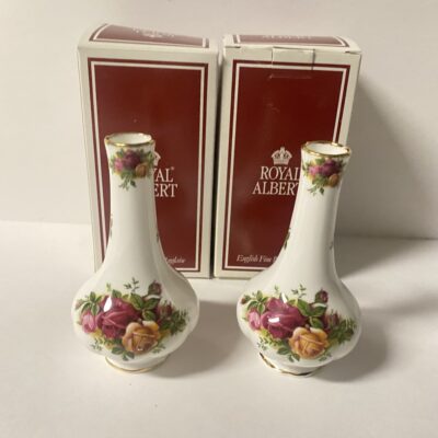 Royal Albert Old Country Roses 1962 Bone China Bud Vase Set/2 NIB