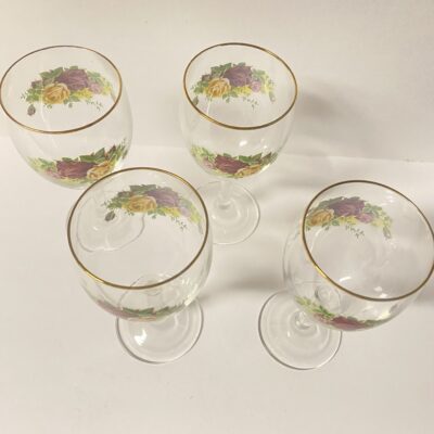 Royal Albert Old Country Roses Wine Glasses Water Goblets Gold Rim Set/ 4 - Image 2