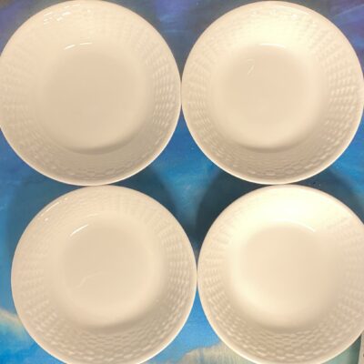 Wedgwood Nantucket Geo Davis Basket Weave Soup Salad Cereal 7” Bowl Set 4 England 1986 NM-M