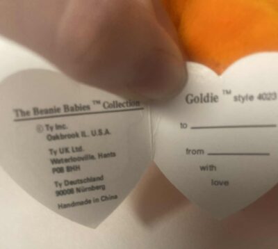 RARE Ty Beanie Boo Goldie the Fish Stuffed Plush MWMT 4023 - Image 2