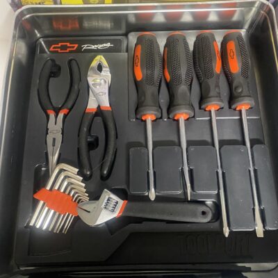 Set/ 3 Chevy Racing Box Hand Tool Set 
Large 12” Collectible Tin Chevrolet Automotive Mechanic Tools Metric & Standard Wrenches - Image 4